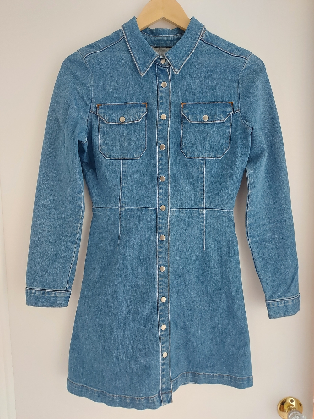 ASOS Light Blue Denim Long Sleeve Shirt Dress